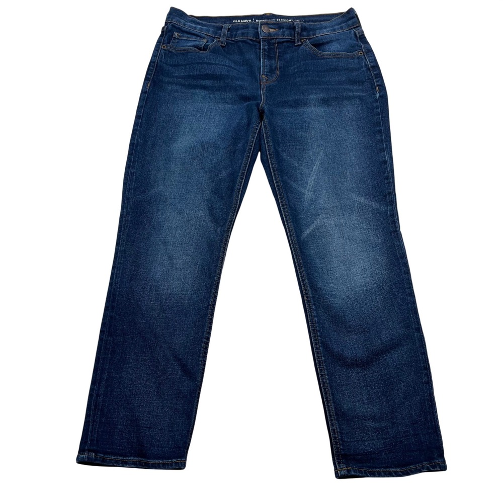 Old Navy Boyfriend Straight Jeans Women 8 24.5" Inseam Mid Rise Stretch Denim